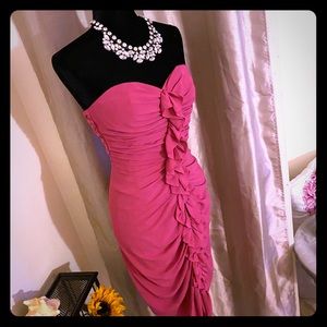 Strapless hot Rose pink dress